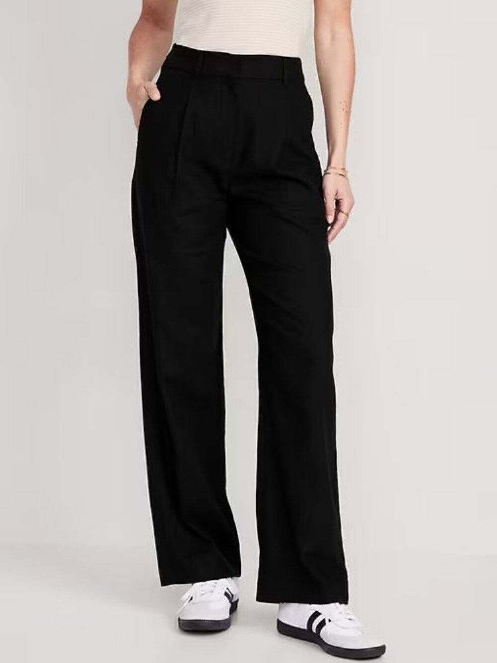 Old Navy | Extra High-Waisted Linen-Blend Taylor Wide-Leg Trouser Pants | Large